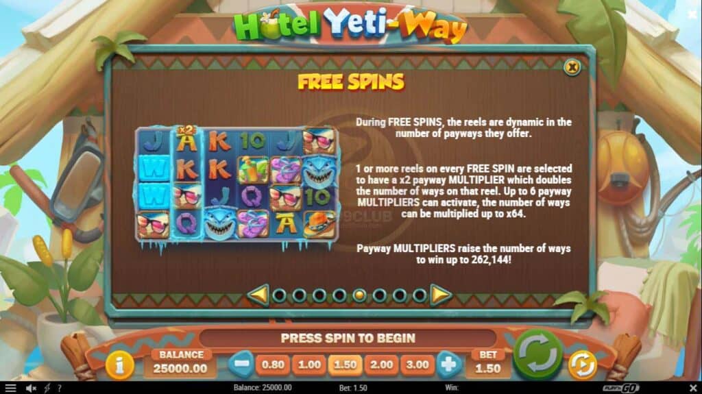 free spins features hotel yeti way slotxoeasy