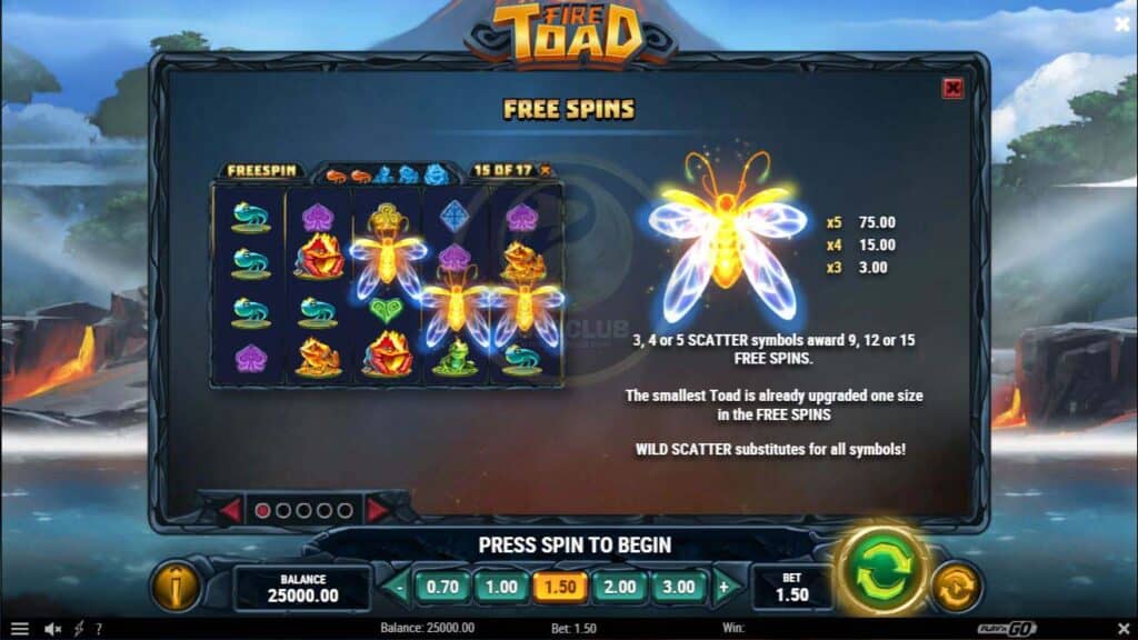 free spins fire toad slotxoeasy