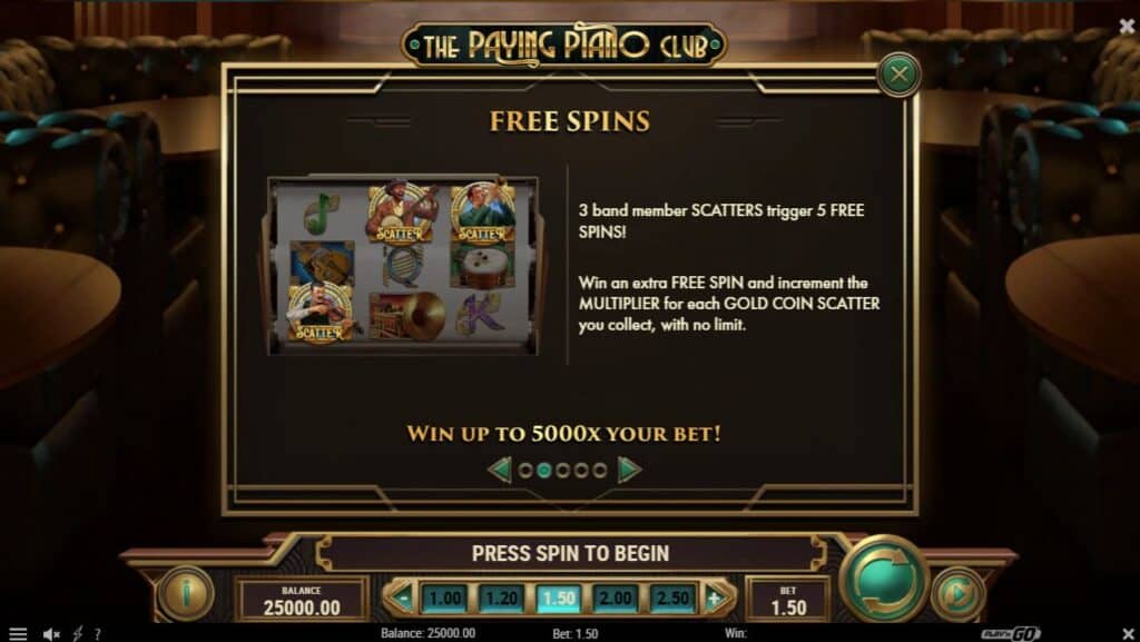 free spins the playing piano club slotxoeasy