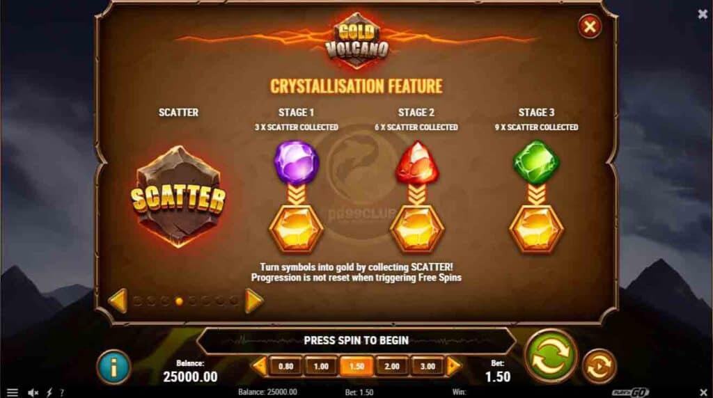 crystallisation feature gold volcano mgm99win